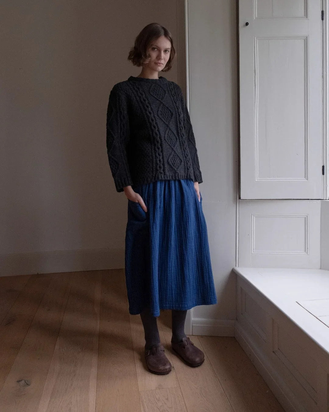 BIBICO Nora Skirt in Petrol check