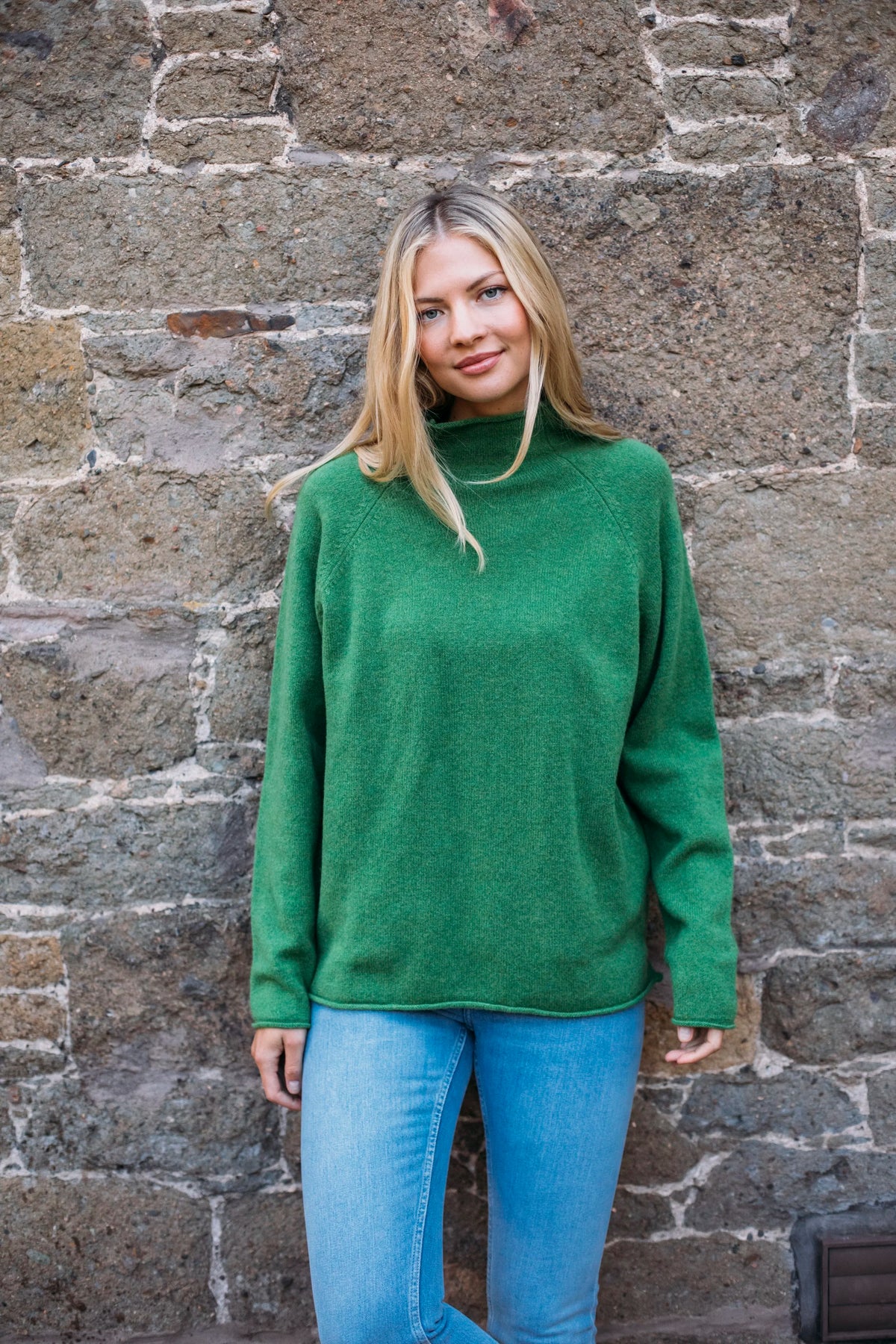 ERIBÉ Corry Raglan Sweater in Watercress Green