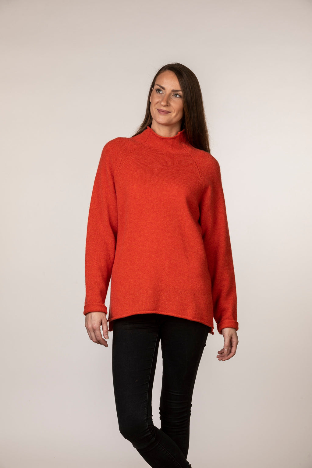 ERIBÉ Corry Raglan Sweater in Inferno Orange