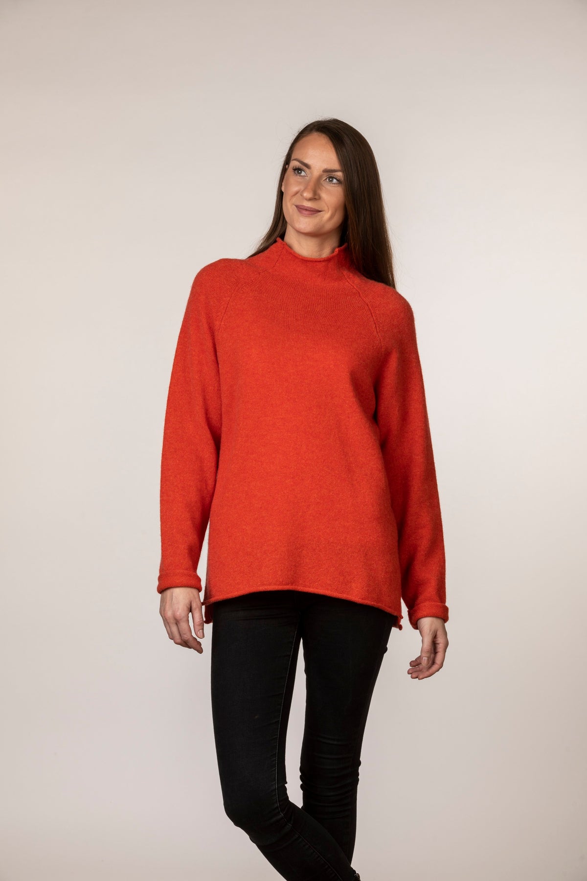 ERIBÉ Corry Raglan Sweater in Inferno Orange