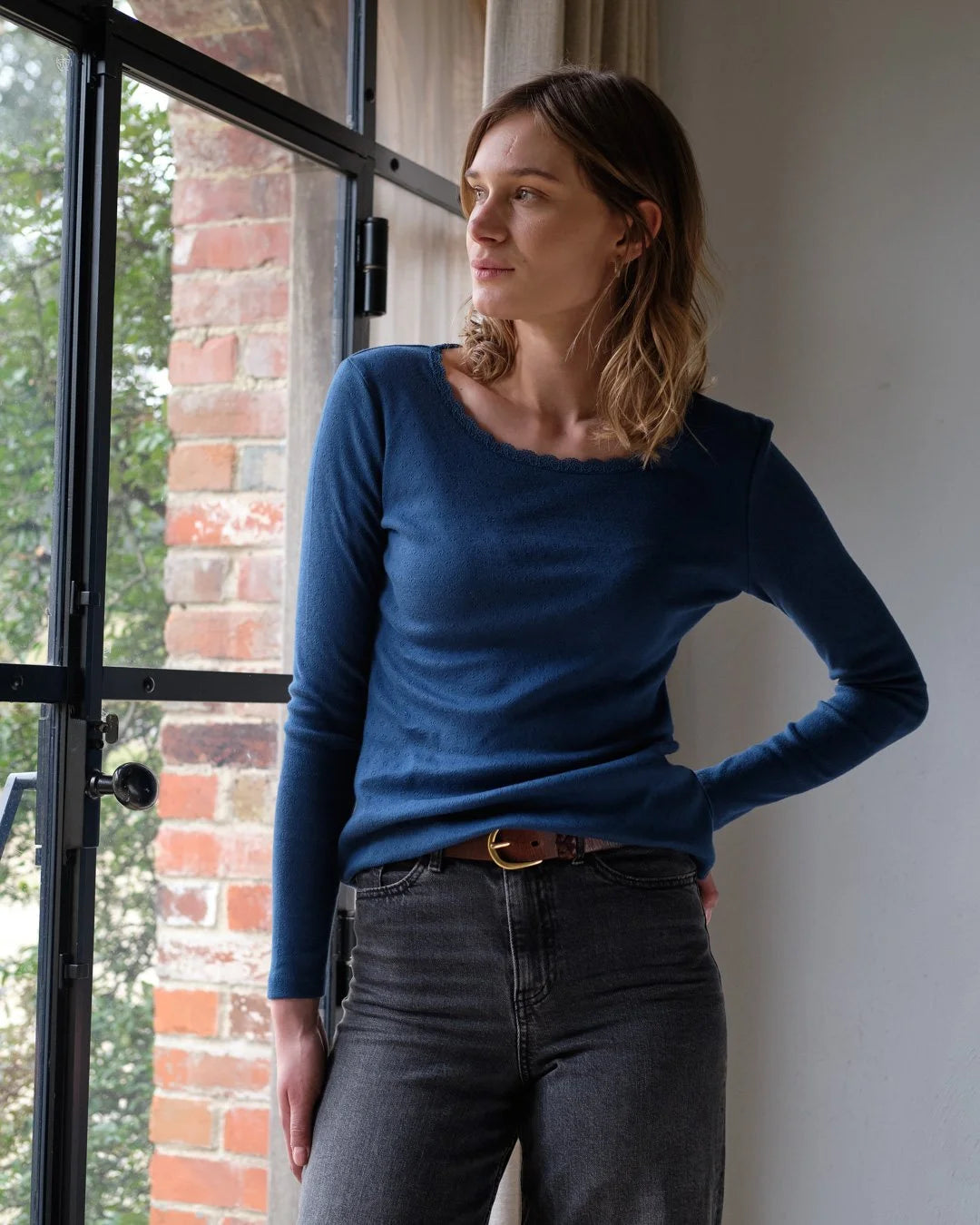 BIBICO Cali Pointelle T-Shirt in Blue