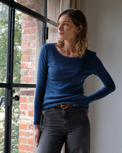 BIBICO Cali Pointelle T-Shirt in Blue