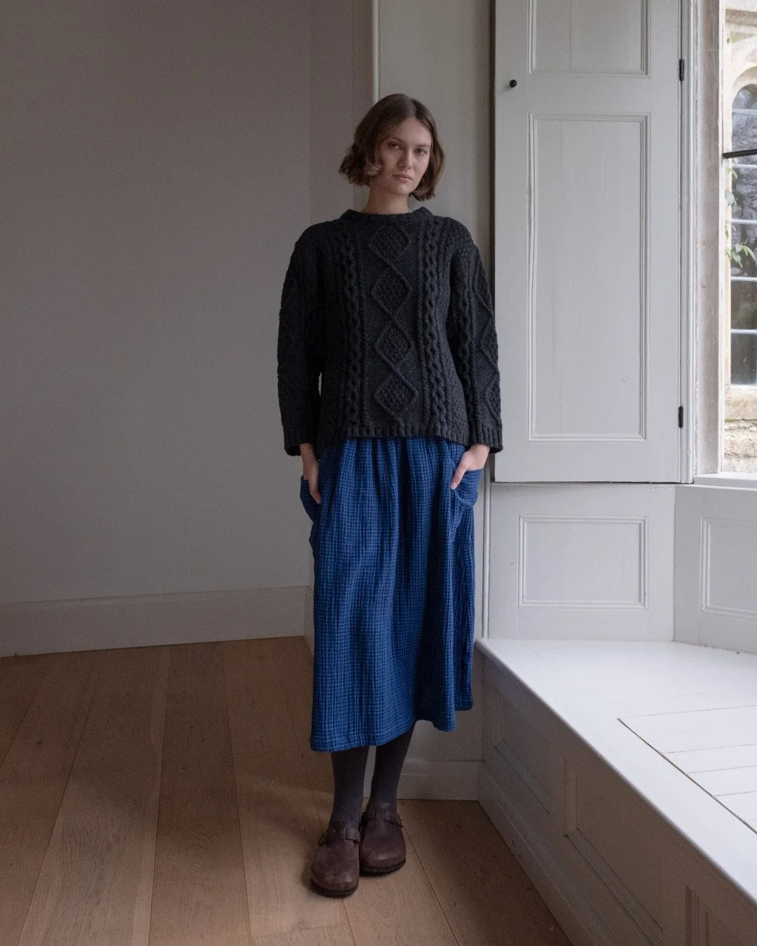 BIBICO Nora Skirt in Petrol check