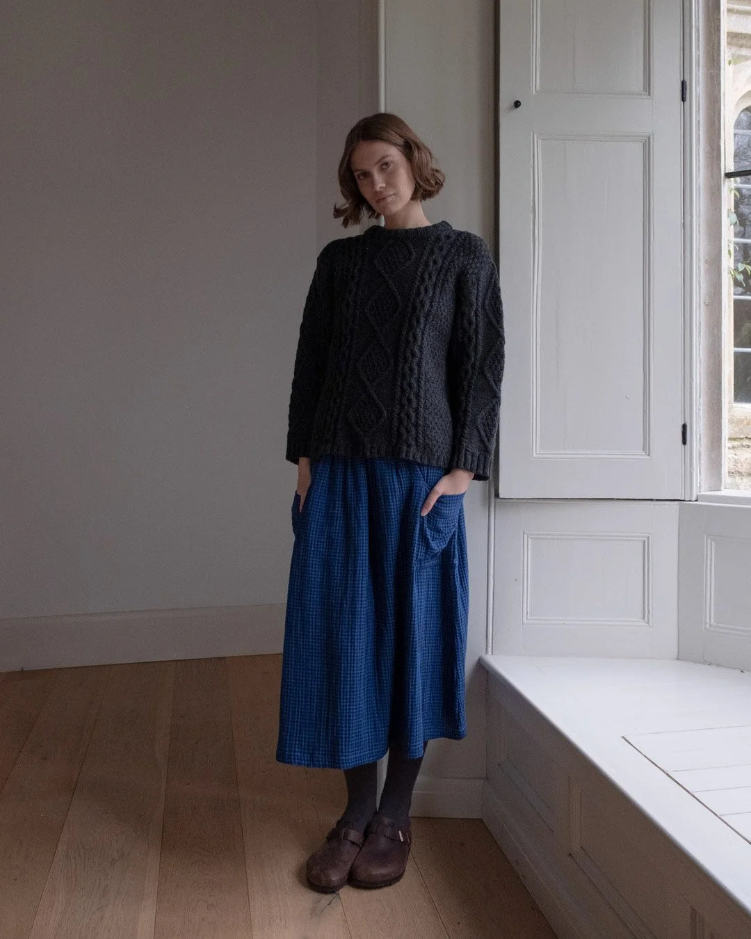 BIBICO Nora Skirt in Petrol check