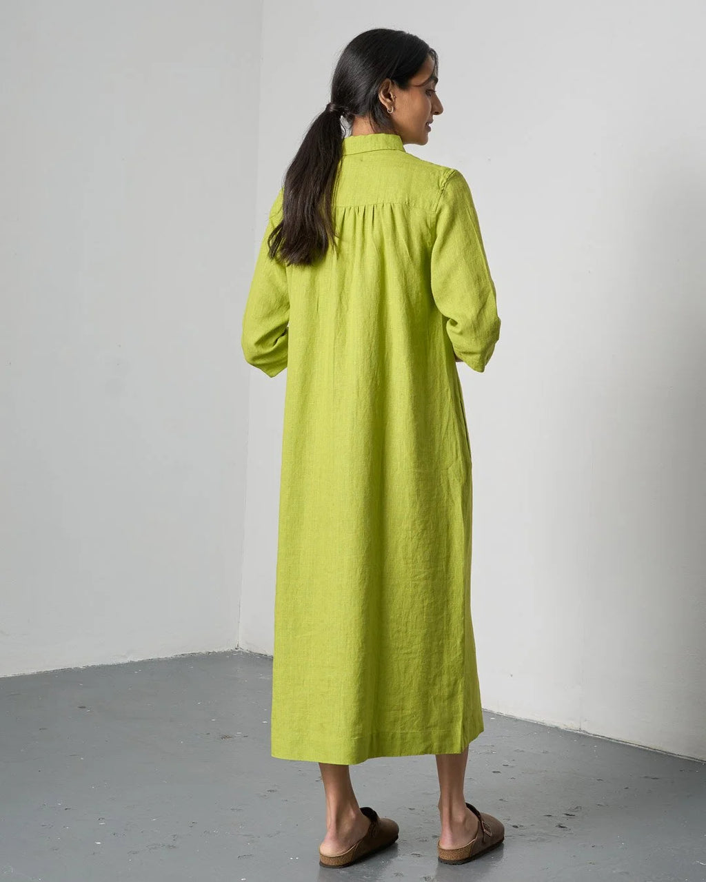 BIBICO Lucy Midi Dress in Linen citronelle