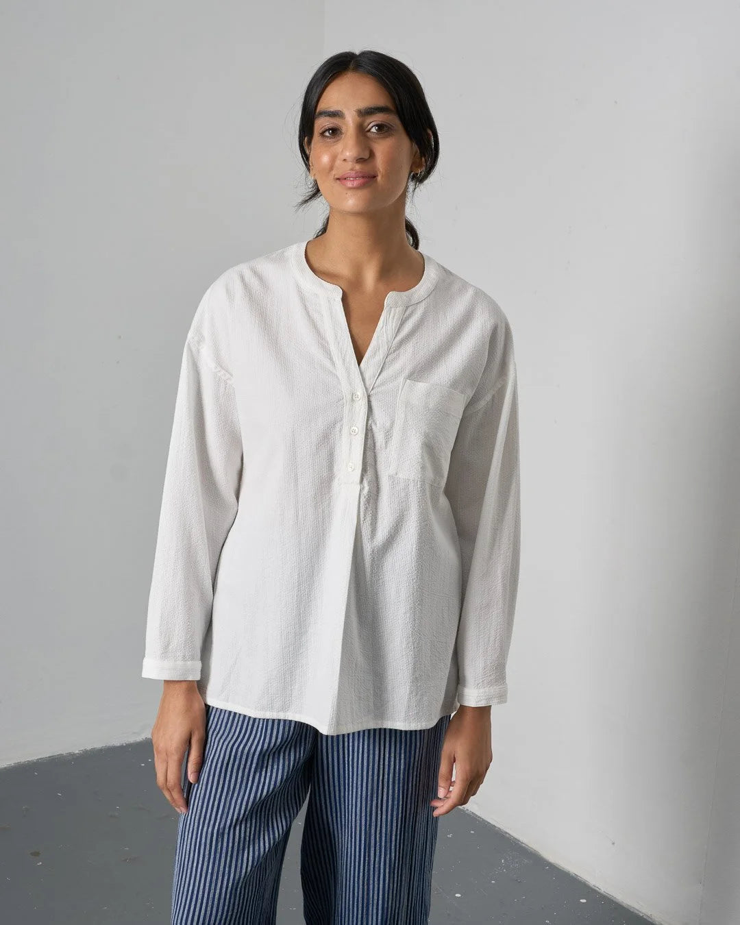 BIBICO Tanya blouse in White stripe