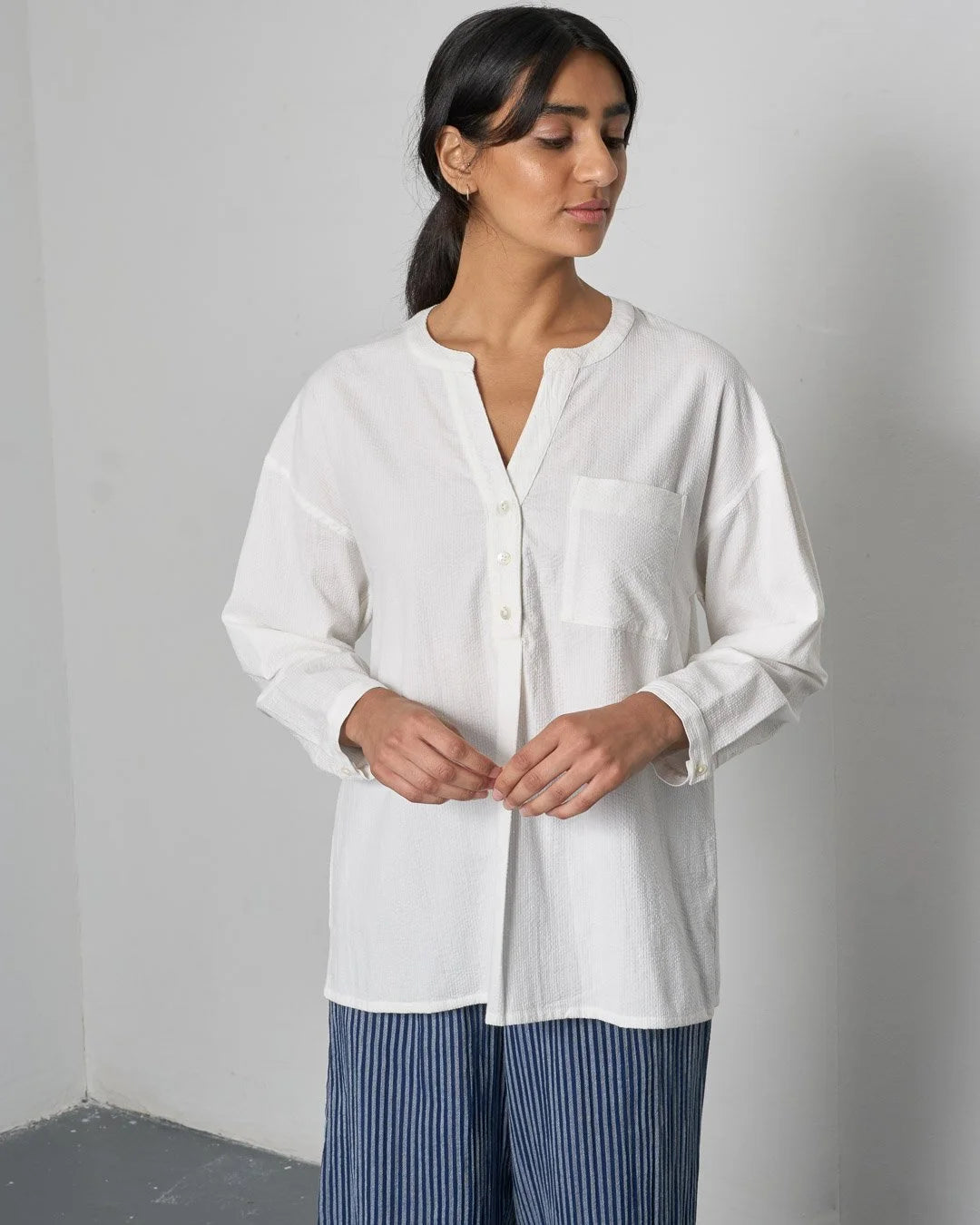 BIBICO Tanya blouse in White stripe