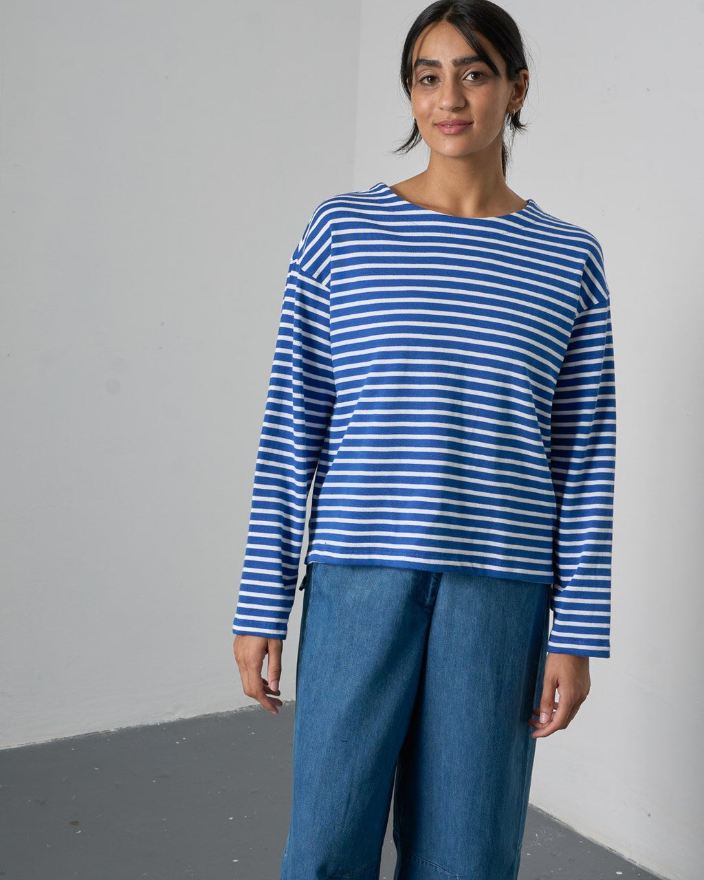 BIBICO Zoe Relaxed T-Shirt in Blue stripe