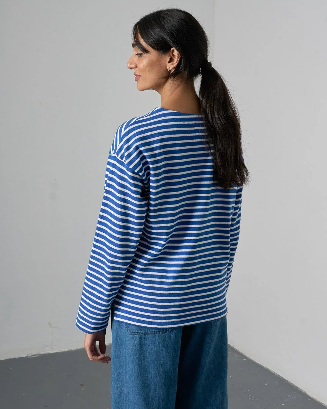 BIBICO Zoe Relaxed T-Shirt in Blue stripe