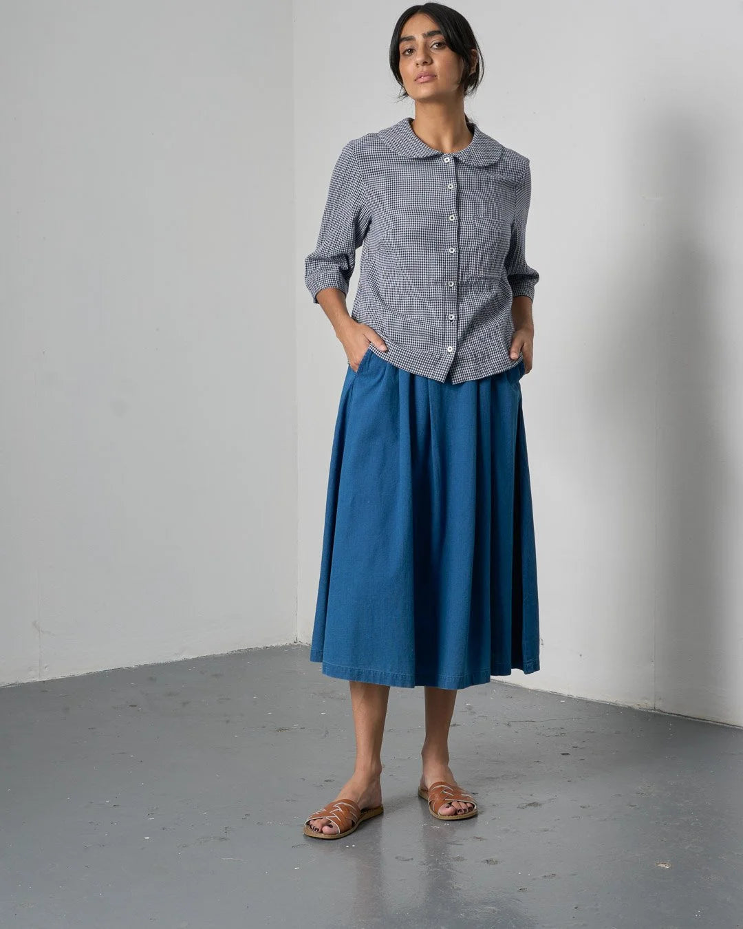 BIBICO Wander Midi Skirt in Denim