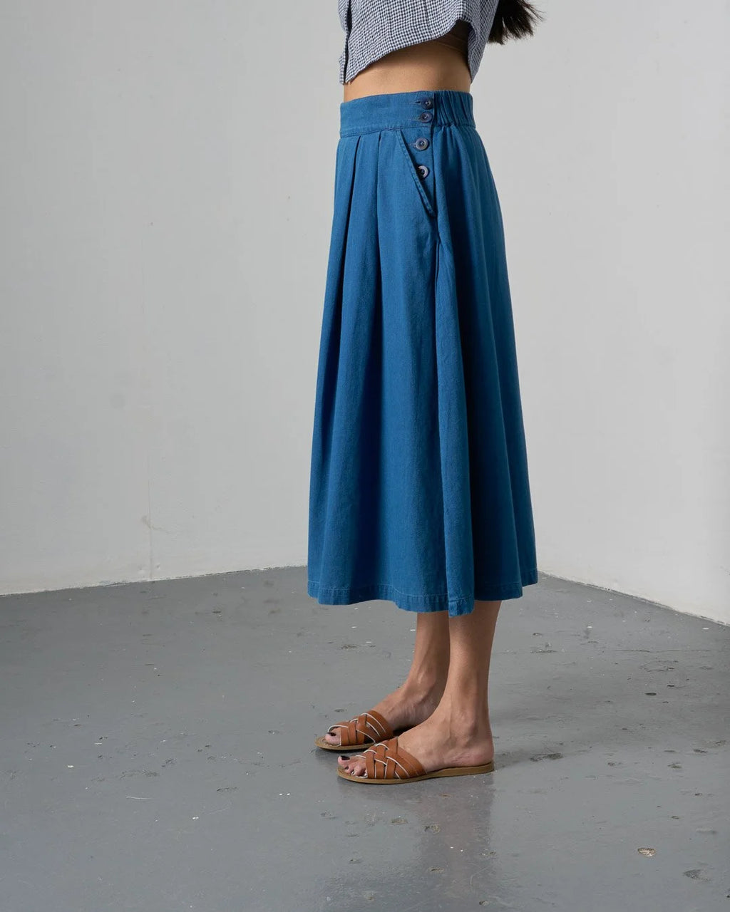 BIBICO Wander Midi Skirt in Denim