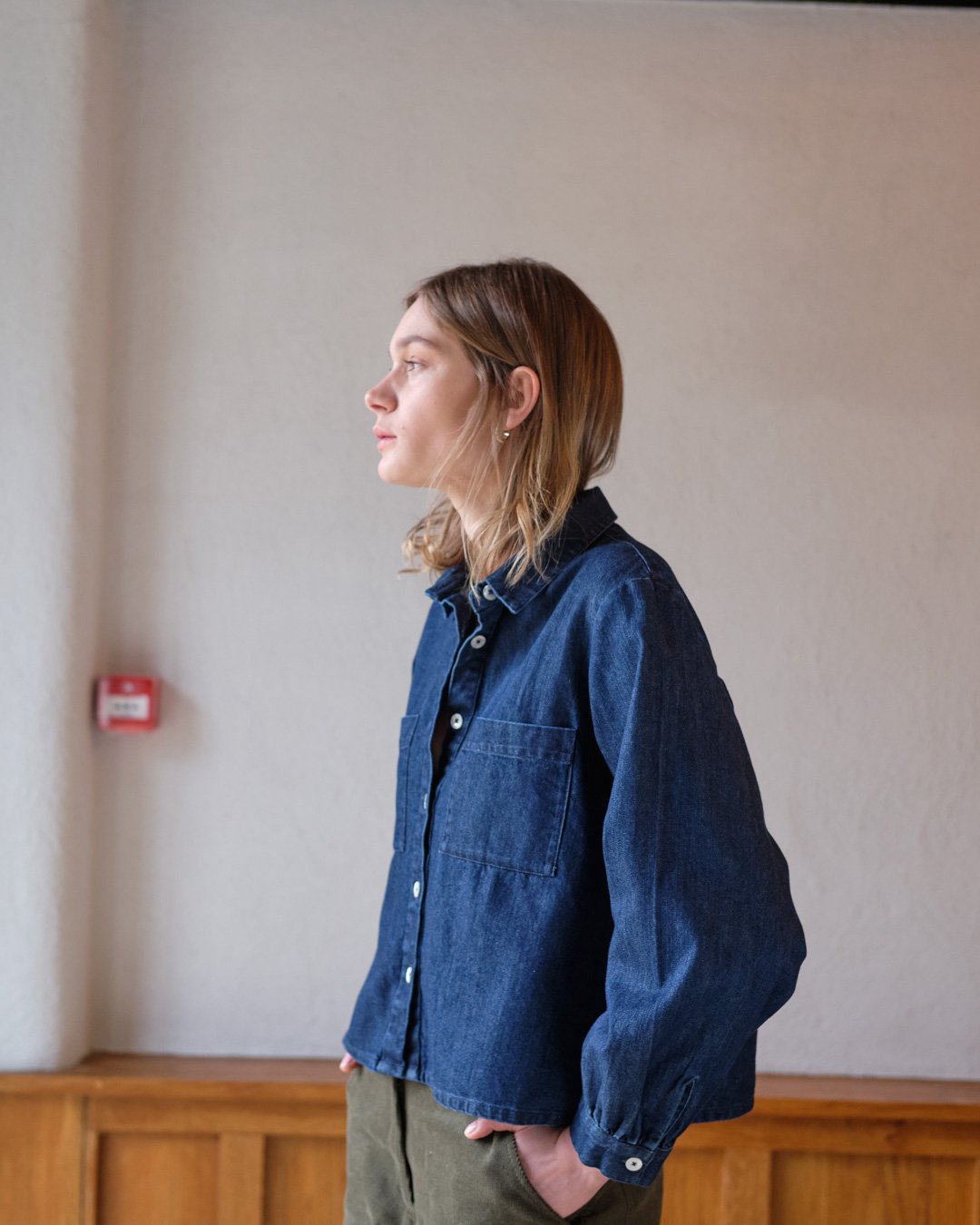 BIBICO Ada Cropped Blouse in Denim