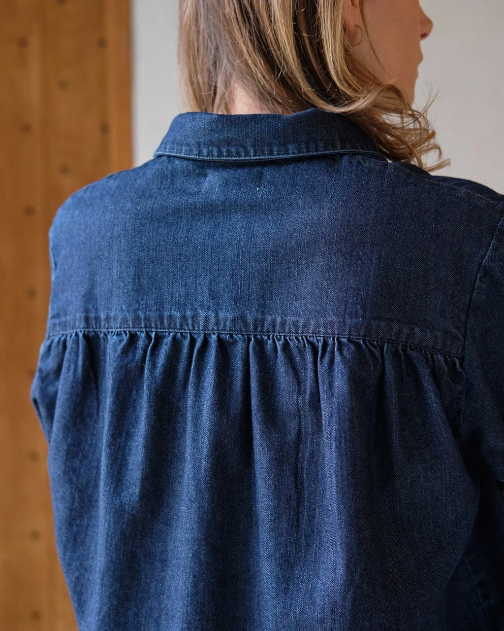 BIBICO Ada Cropped Blouse in Denim